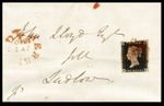 1d Black Cover PL2 OG TIED RED MX Entire Hereford / Ludlow 2 JULY 1840  GOOD