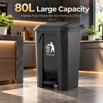 80L Pedal Bin Black Large Kitchen Recycling Rubbish Waste Trash Can Home Office