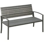 Outsunny Patio Rattan 2 Seater Garden Bench Love Seater Garden Armchair Grey