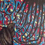 The Shadows In The Fores Blue Red Swirls With Black Linework Art Theme