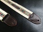 Vintage Geometric Guitar Strap Cotton Leather End Bass Electric Comfortable 