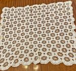 Vintage Handmade Crochet Ecru color needlework Tablecloth  25''x26'' flowers