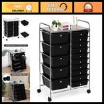 15-Drawer Rolling Storage Cart with Wheels - Multipurpose Craft Organizer for Ho