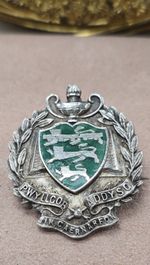 Antique 1910 Welsh Sterling Silver Attendance Medal Caernarvonshire Enamel Rare