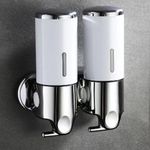 No-Drill 2 Chamber Soap Dispenser Wall Hanging Bathroom Hand Sanitizer for Home