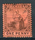 Trinidad SG128 QV 1901-06 1d black on red used
