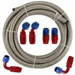 AN6 6AN AN -6 5/16" Stainless Steel Braided Fuel Hose End Kit Oil Line SV