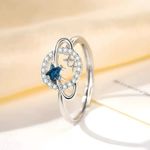 925 SS Blue Star Planet Adjustable Ring Crystal Open Ring Gift Women Jewelry UK