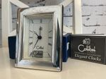 Beautiful Sterling Silver Wood Backed Clock by Carr’s of Sheffield 1995