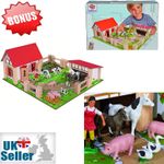 Childrens Toy Small Farm Yard Wooden 21Pc Kids Toddler Play Set Animals Fences
