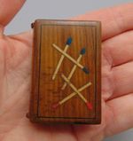 ANTIQUE TREEN INLAID VESTA CASE / MATCH BOX IN THE SHAPE OF A BOOK