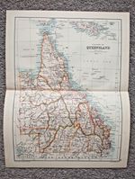 The Colony of Queensland (Australia) - Antique 1890 John Bartholomew Map