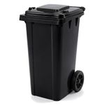 240L Black Wheelie Bin for Household Outdoor Garden Waste with Rubber Wheels