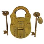LARGE Vintage Padlock 1¼kg HOBBS & Co LONDON Brass Padlock with Key 5½" - P767