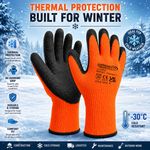 12 Pairs Thermal Winter Work Gloves – Latex Rubber Coated, Warm, Non-Slip Grip
