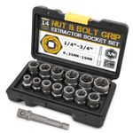 Bolt Nut Extractor Set 14pc Screw Removal Kit Stripped Rounded Rusted Hi-Spec