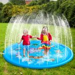 39.37inch Round Splash Pad Kids Sprinkler Pool Summer Outdoor Water Toys Pets UK