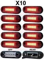 10x EASY FIT RED REAR LED MARKER LAMPS/LIGHTS TRUCK VAN BAR **NO CUT OUT**