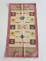 Vintage Handmade Traditional Geometric Multicolor Kilim Rug Carpet 130x70cm