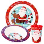 Christmas Xmas 3pcs Kids Childrens Dinner Lunch Santa Festive Tableware Set