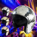 Disco Ball Helmet with Retractable Visor- Disco Helmet Glitter Mirror Glass UK
