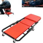 2in1 Mobile Folding Rolling Padded Mechanics Car Creeper Trolley Seat Stool Work