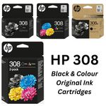 Original HP 308 308e Black & Colour Ink Cartridges For ENVY 6110 6120 6520 6530