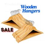 60 x WOODEN COAT HANGERS SUIT GARMENTS CLOTHES WOOD HANGER TROUSER BAR SET