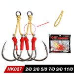 10 Pairs Jigging Double Assist Hook High Carbon Steel Saltwater Hooks 2/0-11/0
