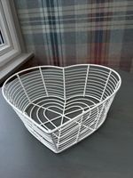 Cream Heart Shaped Metal Basket 27cm x 24cm x 10cm Deep