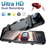 4K Mirror Dash Cam Front Rear View Android Auto Carplay 10' Touch Screen Car DVR