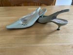 Vintage Winkle Picker Slingbacks. Size 37 (4) Leather Upper. Baby Blue Colour.