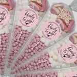 Personalised Ready To Pop Sticker Baby Shower Cone Label Favour Gift Boy Girl 35
