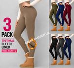3 PACK Womens Thermal Fleece Lined Leggings Warm Winter Stretch Full Length NEW