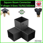 PERGOLA BLACK Square Beam Post Connector Bracket Y-shape 3 Sizes 72/92/102/122mm