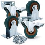 4 Heavy Duty 50mm Rubber Swivel Castor Wheels For Furniture Trolley Caster