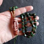 Tibetan Agate Pre 1800s Kwan Yin BloodStreak DragonVein Dzi Bead Prayer Necklace