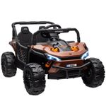 AIYAPLAY Kids Ride on Car, 12V Electric Truck w/ Horn, Lights, USB, Brown