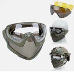 Tactical Steel Mesh Full Face Mask Lens Paintball Head-mounted / Helmet Type
