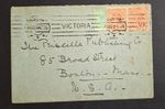 1912 Melbourne to USA Multi-Franking Cover Victoria KEVV 1d/0.5d Trio to Boston