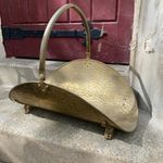 Vintage Solid Brass Firewood Log Holder Carrier Basket Scuttle Handle british