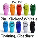  DOG CLICKER & WHISTLE PET PUPPY-TRAINING OBEDIENCE AGILITY TRAINER CLICK UK