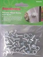 Supagarden Greenhouse Square Head Bolts & Nuts Pack Of 20 For Frames & Staging