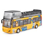 Double Decker Open‑Top Sightseeing Bus Diecast Model Toy Light Sound GiftVehicle