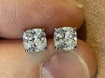 1.5 Carat Lab Created Diamond Cushion Cut Solitaire Earrings Platinum Plated 925