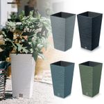 Square Tall Modern Look Planter Flower Plant Pot Indoor Outdoor Garden Decor