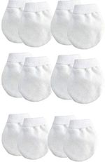  12-Piece Newborn Baby Anti Scratch Mittens White Cotton, Baby Gloves, Boy&Girl.