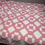 1920’s-1940’s Quilt Jacob’s Ladder Stepping Stones Hand Stitched Pink White READ