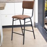 TAN UPHOLSTERED BAR STOOL FAUX LEATHER RESTAURANT STOOL 2 HEIGHTS AVAILABLE