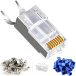 30x RJ45 Connectors Network CAT7 Cat6 Cable End Crimp Modular Plug GOLD Pins UK